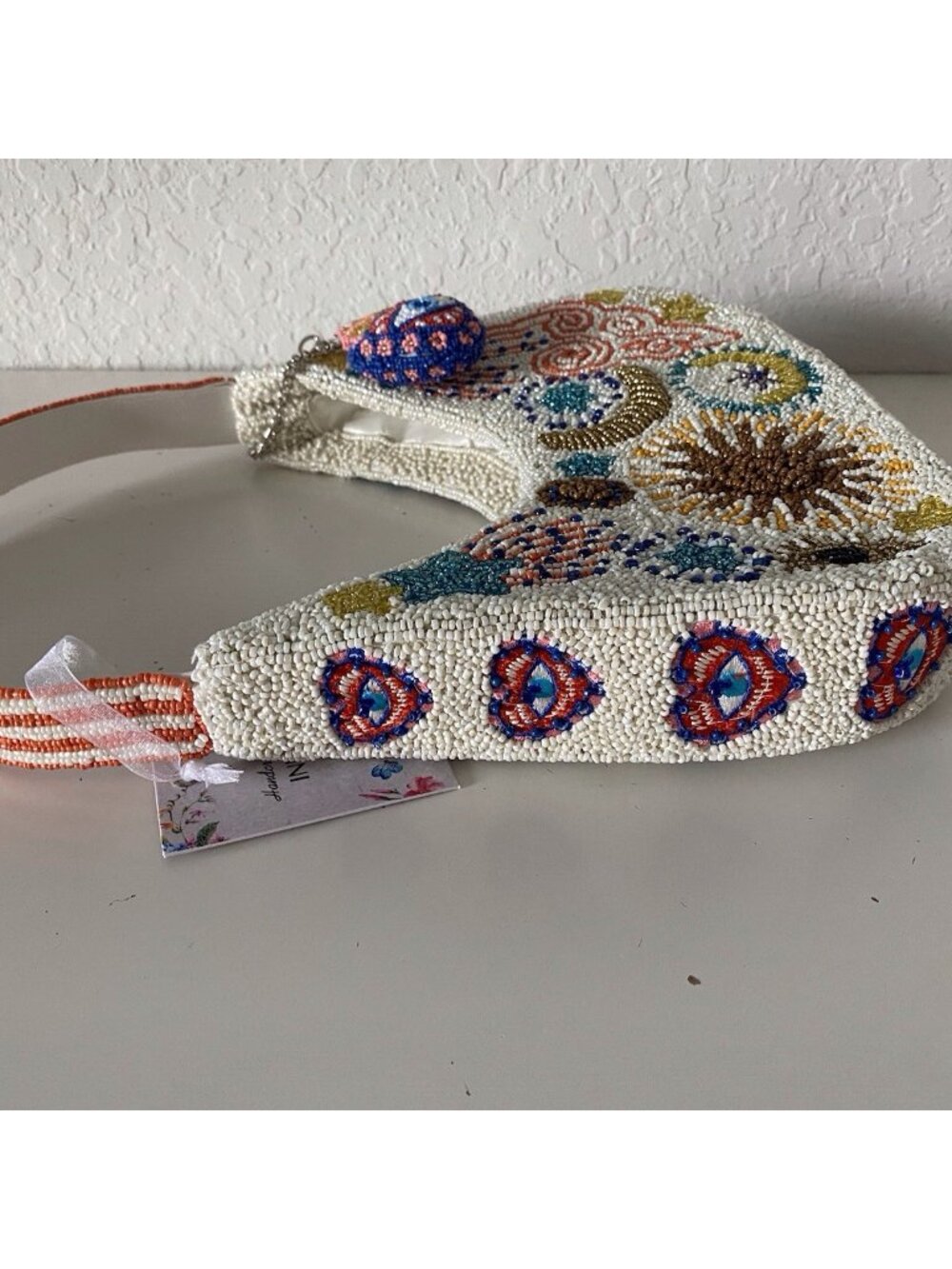 Handcrafted‎ India Evil Eye Sun Moon Stars Shoulder Beaded Bag Viral W/Charm NEW - Picture 5 of 13